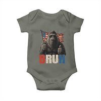 Funny 4th Of July Bigfoot Bruh Baby Onesie Patriotic Sasquatch American US Flag - Wonder Print Shop