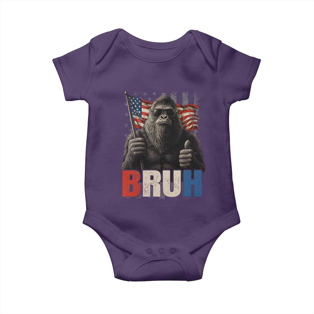 Funny 4th Of July Bigfoot Bruh Baby Onesie Patriotic Sasquatch American US Flag - Wonder Print Shop