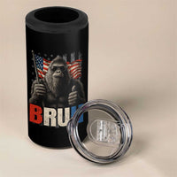 Funny 4th Of July Bigfoot Bruh 4 in 1 Can Cooler Tumbler Patriotic Sasquatch American US Flag - Wonder Print Shop