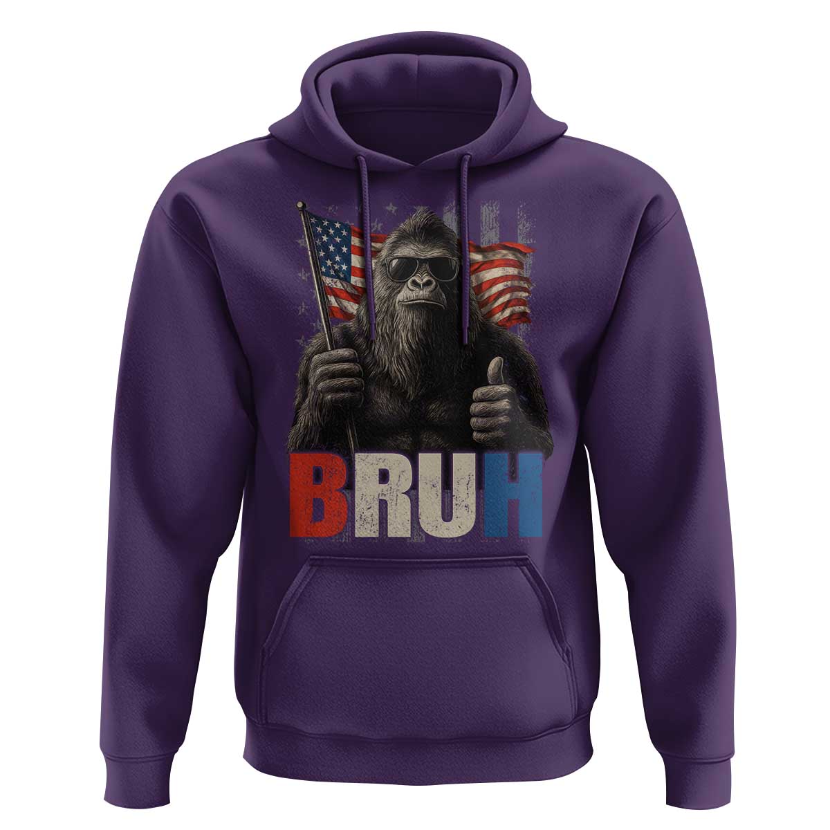 Funny 4th Of July Bigfoot Bruh Hoodie Patriotic Sasquatch American US Flag - Wonder Print Shop