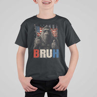 Funny 4th Of July Bigfoot Bruh T Shirt For Kid Patriotic Sasquatch American US Flag - Wonder Print Shop
