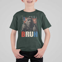 Funny 4th Of July Bigfoot Bruh T Shirt For Kid Patriotic Sasquatch American US Flag - Wonder Print Shop