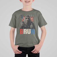 Funny 4th Of July Bigfoot Bruh T Shirt For Kid Patriotic Sasquatch American US Flag - Wonder Print Shop