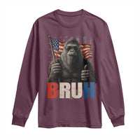 Funny 4th Of July Bigfoot Bruh Long Sleeve Shirt Patriotic Sasquatch American US Flag - Wonder Print Shop