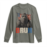 Funny 4th Of July Bigfoot Bruh Long Sleeve Shirt Patriotic Sasquatch American US Flag - Wonder Print Shop