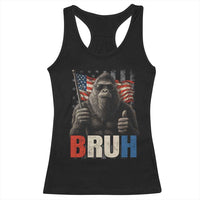 Funny 4th Of July Bigfoot Bruh Racerback Tank Top Patriotic Sasquatch American US Flag - Wonder Print Shop