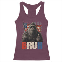 Funny 4th Of July Bigfoot Bruh Racerback Tank Top Patriotic Sasquatch American US Flag - Wonder Print Shop