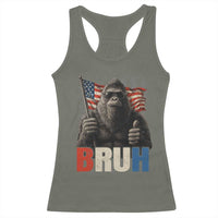 Funny 4th Of July Bigfoot Bruh Racerback Tank Top Patriotic Sasquatch American US Flag - Wonder Print Shop