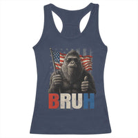 Funny 4th Of July Bigfoot Bruh Racerback Tank Top Patriotic Sasquatch American US Flag - Wonder Print Shop