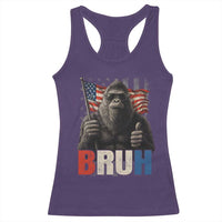 Funny 4th Of July Bigfoot Bruh Racerback Tank Top Patriotic Sasquatch American US Flag - Wonder Print Shop