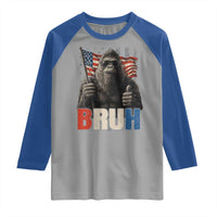 Funny 4th Of July Bigfoot Bruh Raglan Shirt Patriotic Sasquatch American US Flag - Wonder Print Shop