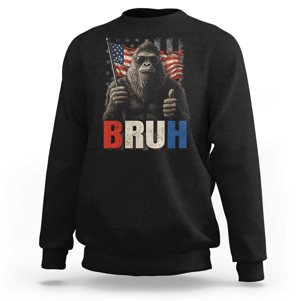 Funny 4th Of July Bigfoot Bruh Sweatshirt Patriotic Sasquatch American US Flag - Wonder Print Shop