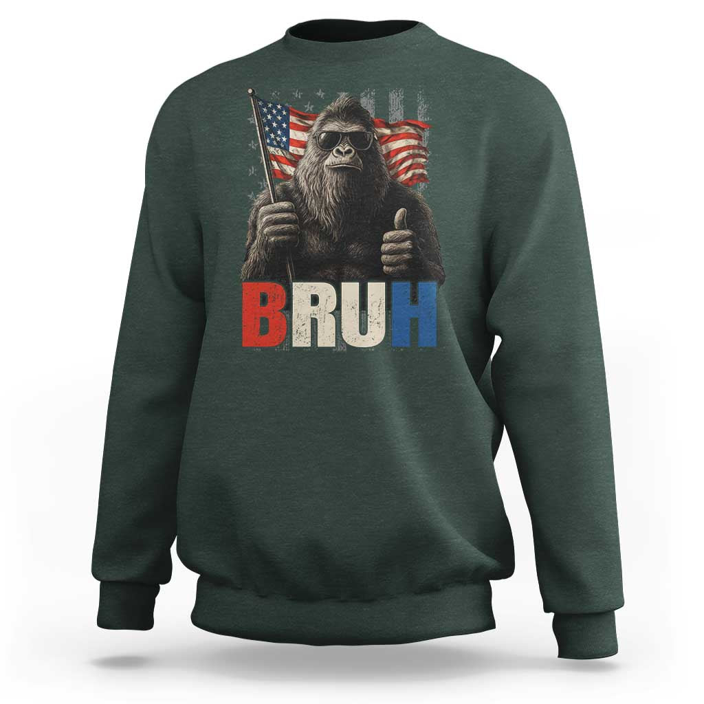 Funny 4th Of July Bigfoot Bruh Sweatshirt Patriotic Sasquatch American US Flag - Wonder Print Shop