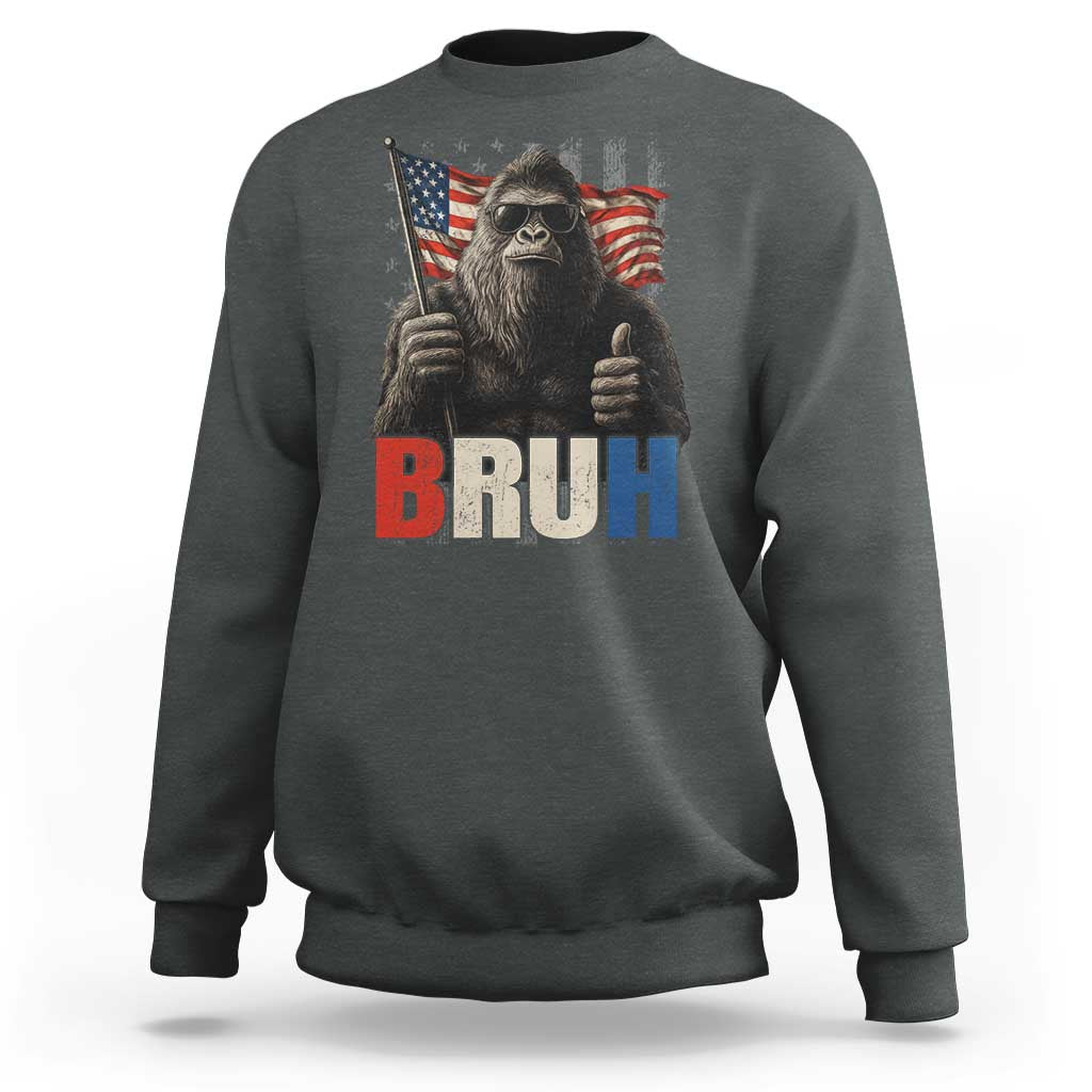 Funny 4th Of July Bigfoot Bruh Sweatshirt Patriotic Sasquatch American US Flag - Wonder Print Shop
