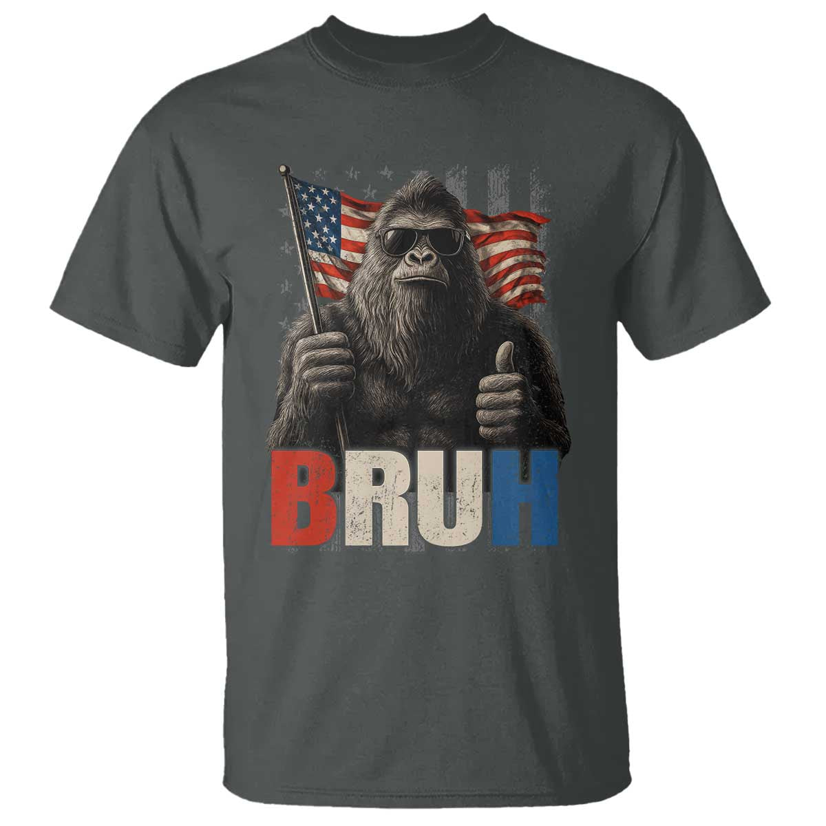 Funny 4th Of July Bigfoot Bruh T Shirt Patriotic Sasquatch American US Flag - Wonder Print Shop