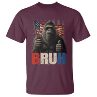 Funny 4th Of July Bigfoot Bruh T Shirt Patriotic Sasquatch American US Flag - Wonder Print Shop