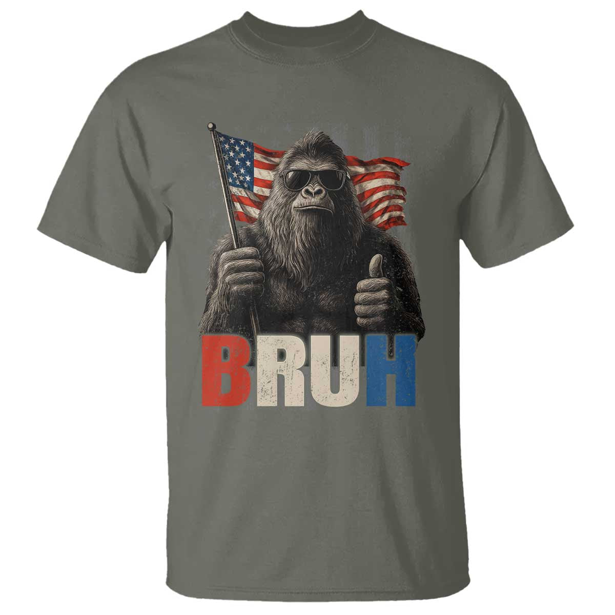 Funny 4th Of July Bigfoot Bruh T Shirt Patriotic Sasquatch American US Flag - Wonder Print Shop