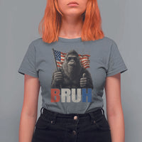 Funny 4th Of July Bigfoot Bruh T Shirt For Women Patriotic Sasquatch American US Flag - Wonder Print Shop