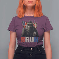 Funny 4th Of July Bigfoot Bruh T Shirt For Women Patriotic Sasquatch American US Flag - Wonder Print Shop