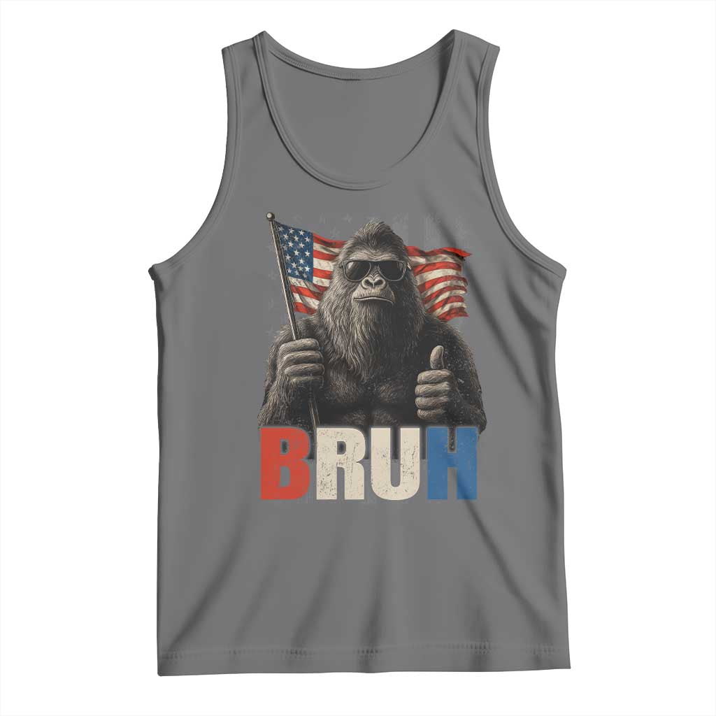 Funny 4th Of July Bigfoot Bruh Tank Top Patriotic Sasquatch American US Flag - Wonder Print Shop