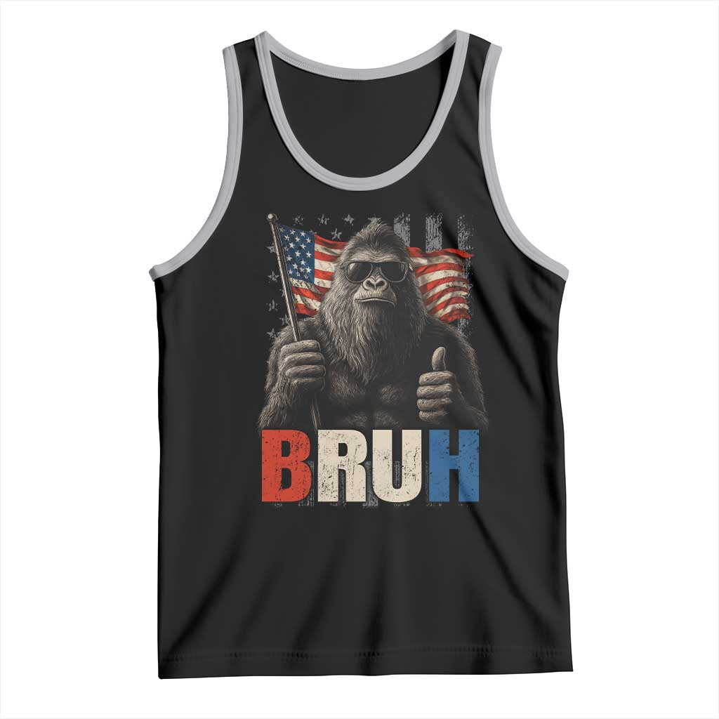 Funny 4th Of July Bigfoot Bruh Tank Top Patriotic Sasquatch American US Flag - Wonder Print Shop