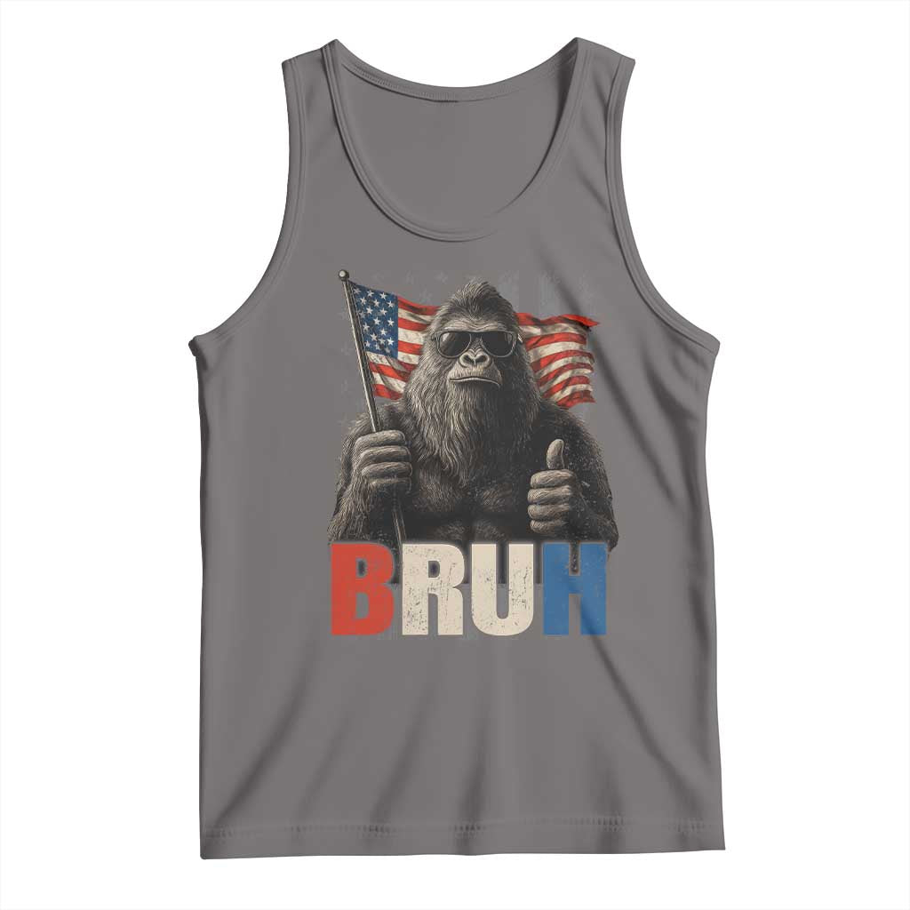 Funny 4th Of July Bigfoot Bruh Tank Top Patriotic Sasquatch American US Flag - Wonder Print Shop