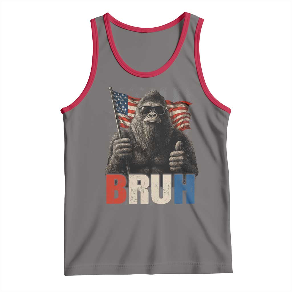 Funny 4th Of July Bigfoot Bruh Tank Top Patriotic Sasquatch American US Flag - Wonder Print Shop