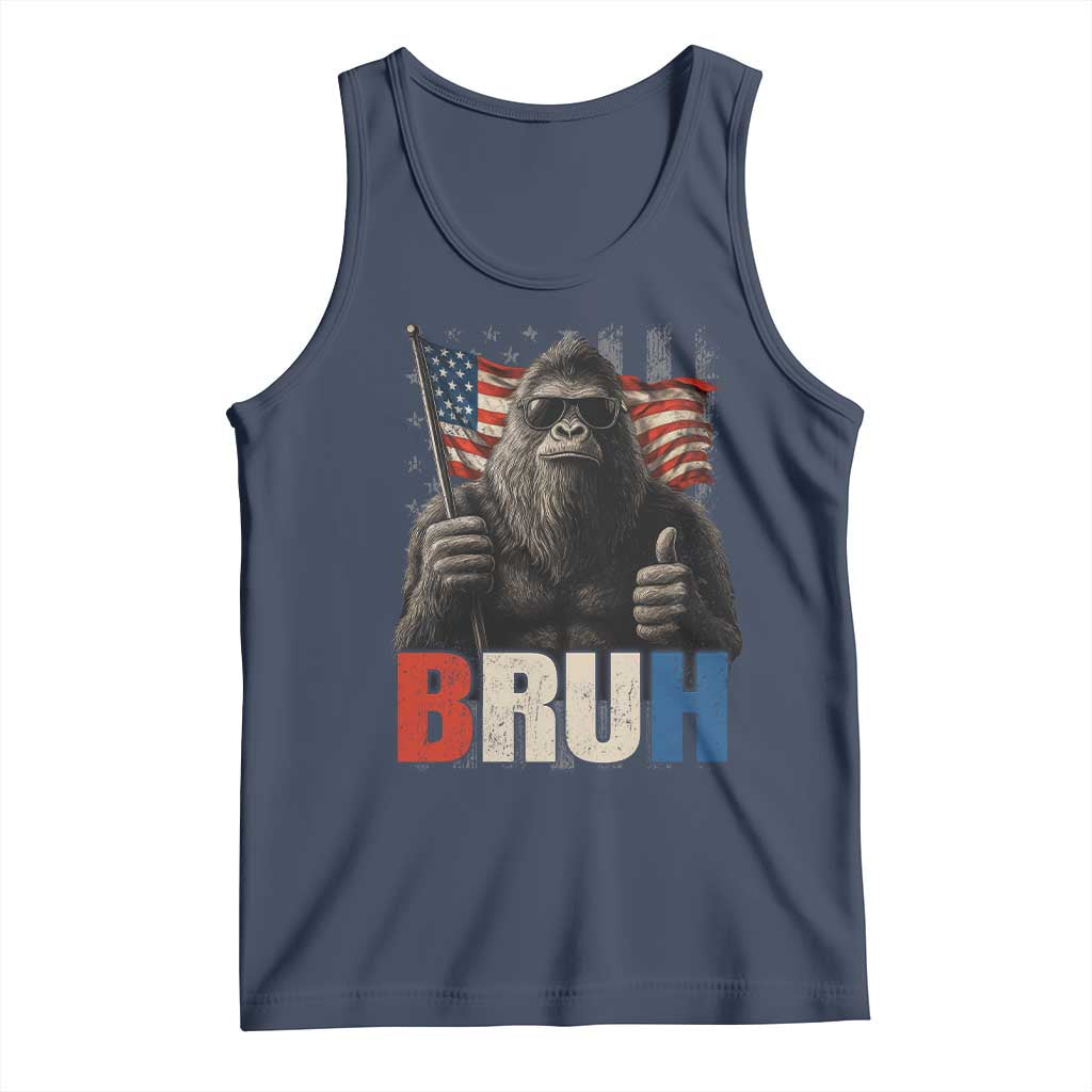 Funny 4th Of July Bigfoot Bruh Tank Top Patriotic Sasquatch American US Flag - Wonder Print Shop