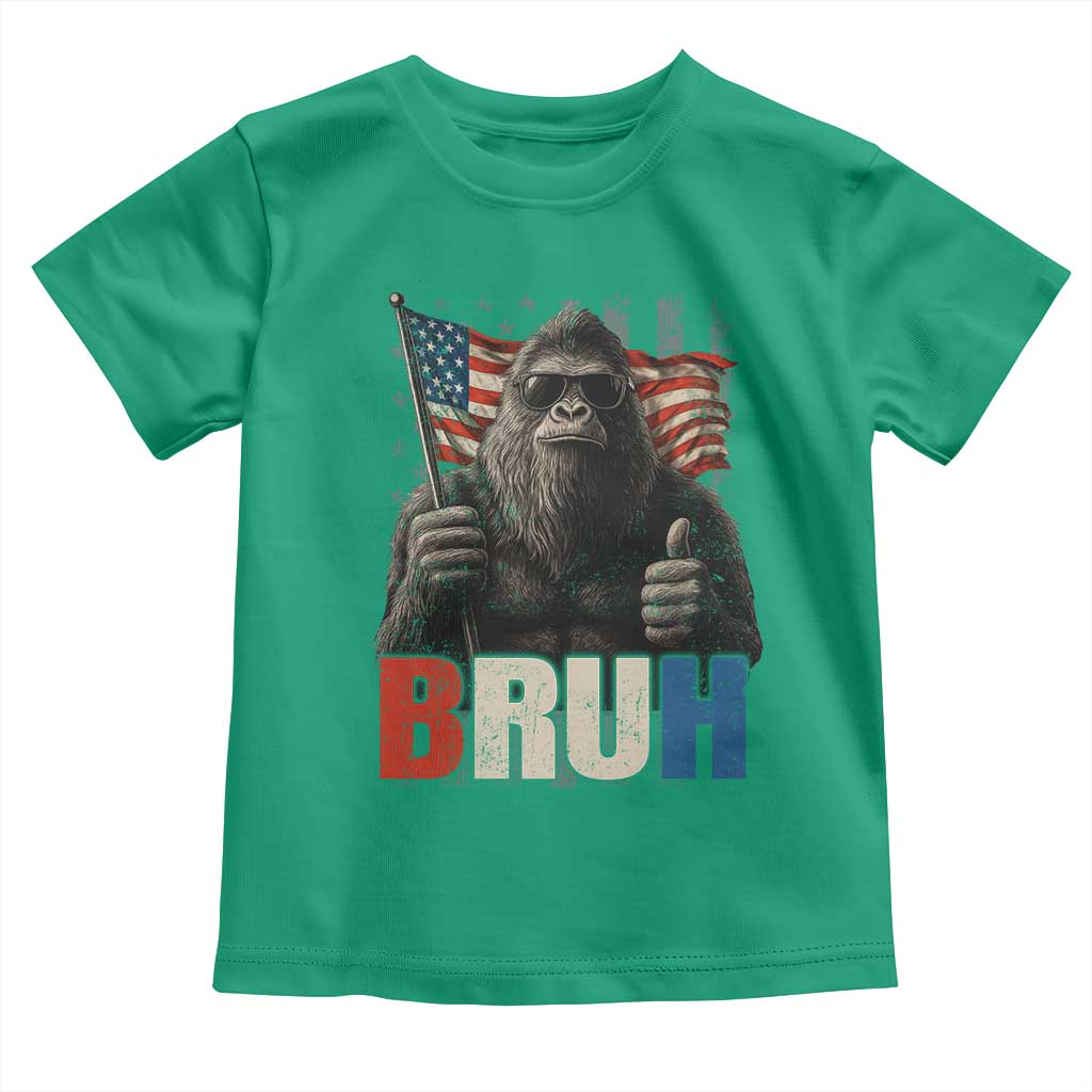 Funny 4th Of July Bigfoot Bruh Toddler T Shirt Patriotic Sasquatch American US Flag - Wonder Print Shop