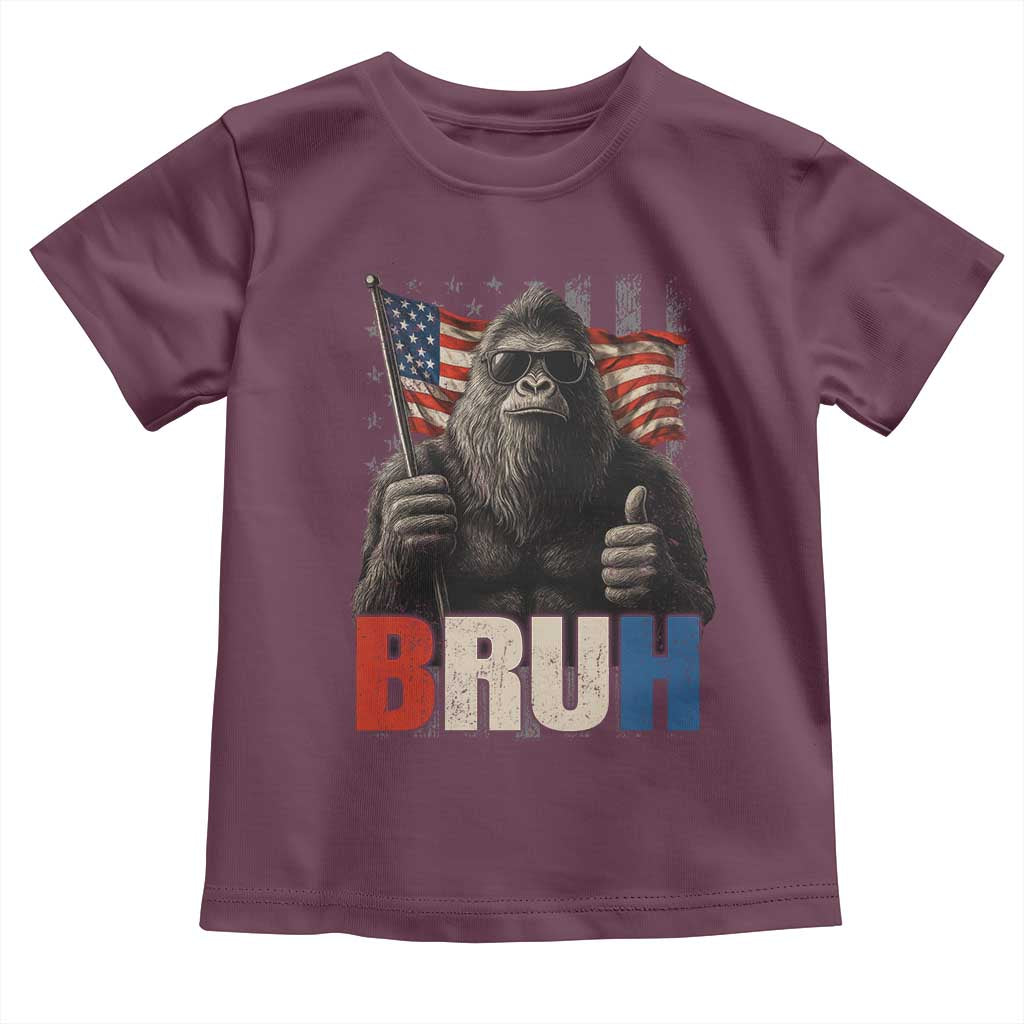Funny 4th Of July Bigfoot Bruh Toddler T Shirt Patriotic Sasquatch American US Flag - Wonder Print Shop