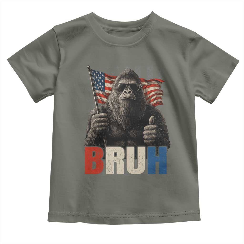 Funny 4th Of July Bigfoot Bruh Toddler T Shirt Patriotic Sasquatch American US Flag - Wonder Print Shop