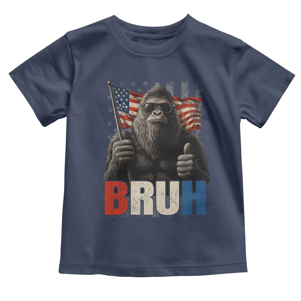 Funny 4th Of July Bigfoot Bruh Toddler T Shirt Patriotic Sasquatch American US Flag - Wonder Print Shop