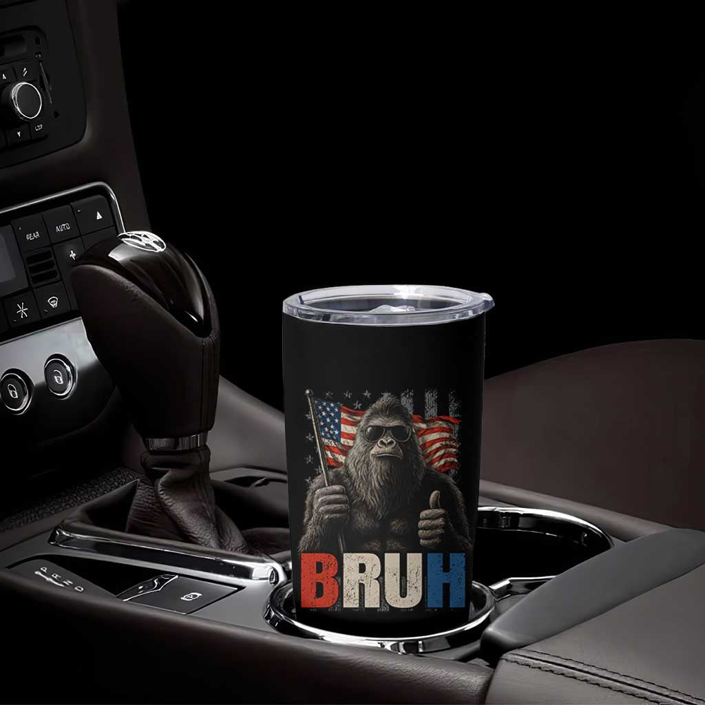 Funny 4th Of July Bigfoot Bruh Tumbler Cup Patriotic Sasquatch American US Flag - Wonder Print Shop