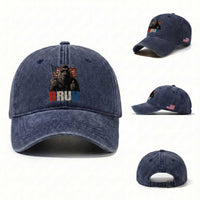 Funny 4th Of July Bigfoot Bruh Washed Cotton Baseball Cap Patriotic Sasquatch American US Flag