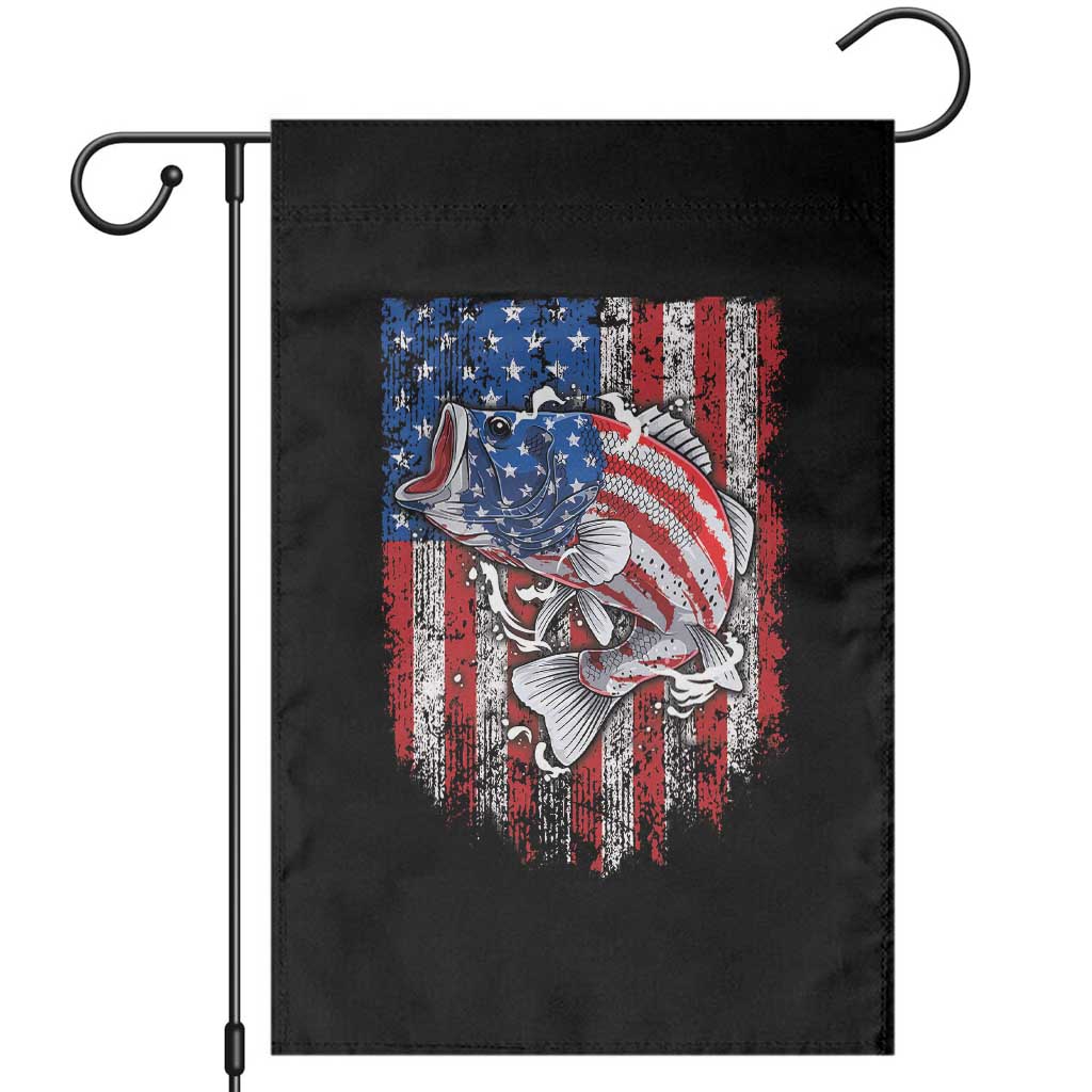 Funny Bass Fish Fishing Vintage American Flag Patriotic Garden Flag - Wonder Print Shop