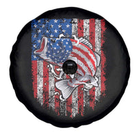 Funny Bass Fish Fishing Vintage American Flag Patriotic Spare Tire Cover - Wonder Print Shop