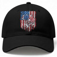 Funny Bass Fish Fishing Vintage American Flag Patriotic Baseball Cap