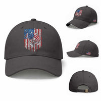 Funny Bass Fish Fishing Vintage American Flag Patriotic Baseball Cap