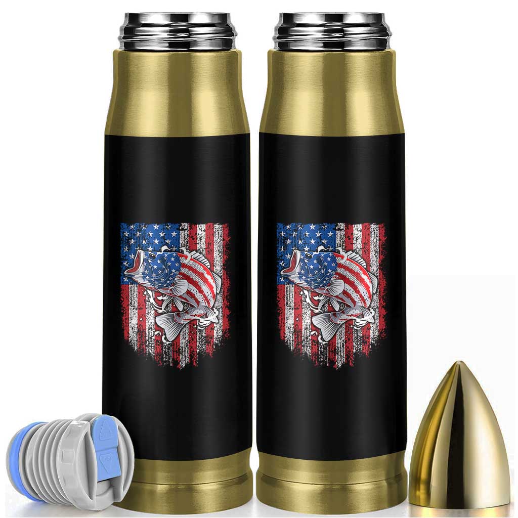 Funny Bass Fish Fishing Vintage American Flag Patriotic Bullet Tumbler - Wonder Print Shop
