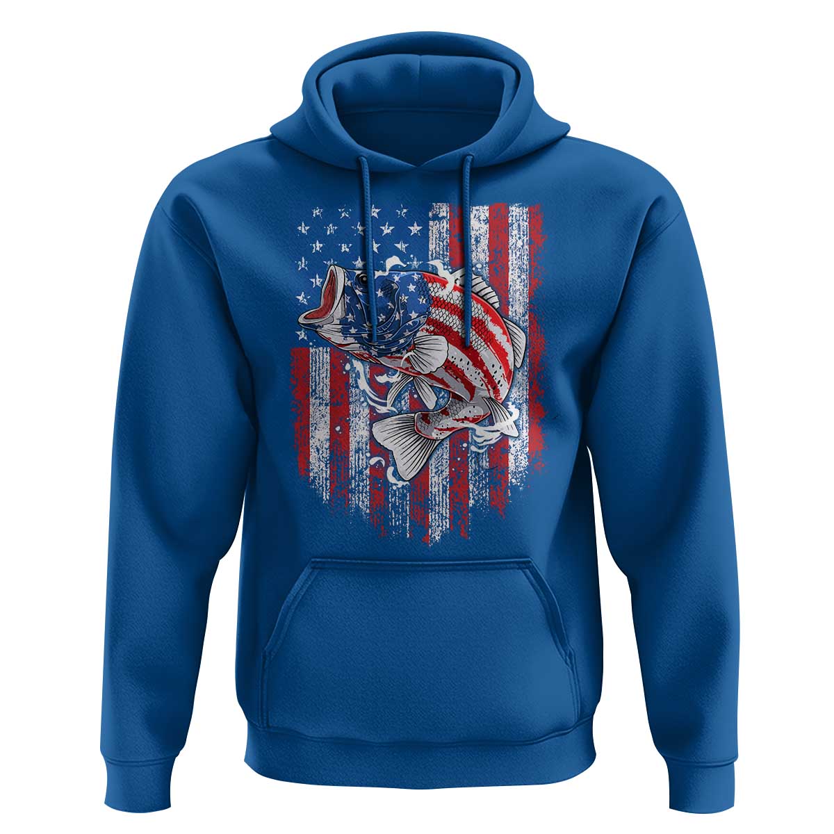 Funny Bass Fish Fishing Vintage American Flag Patriotic Hoodie - Wonder Print Shop