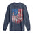 Funny Bass Fish Fishing Vintage American Flag Patriotic Long Sleeve Shirt - Wonder Print Shop
