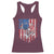 Funny Bass Fish Fishing Vintage American Flag Patriotic Racerback Tank Top - Wonder Print Shop