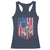 Funny Bass Fish Fishing Vintage American Flag Patriotic Racerback Tank Top - Wonder Print Shop