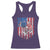 Funny Bass Fish Fishing Vintage American Flag Patriotic Racerback Tank Top - Wonder Print Shop