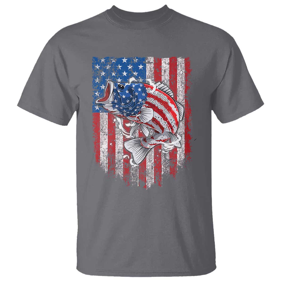 Funny Bass Fish Fishing Vintage American Flag Patriotic T Shirt - Wonder Print Shop