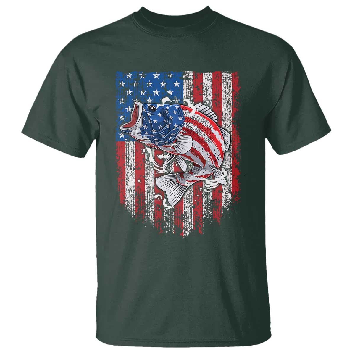 Funny Bass Fish Fishing Vintage American Flag Patriotic T Shirt - Wonder Print Shop