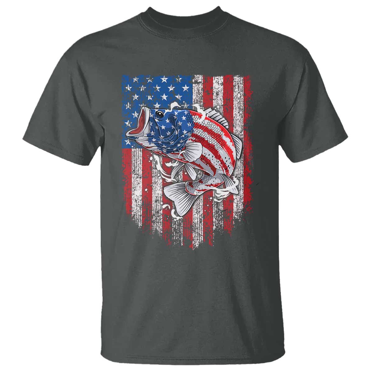 Funny Bass Fish Fishing Vintage American Flag Patriotic T Shirt - Wonder Print Shop