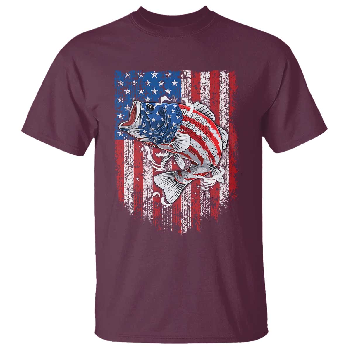 Funny Bass Fish Fishing Vintage American Flag Patriotic T Shirt - Wonder Print Shop