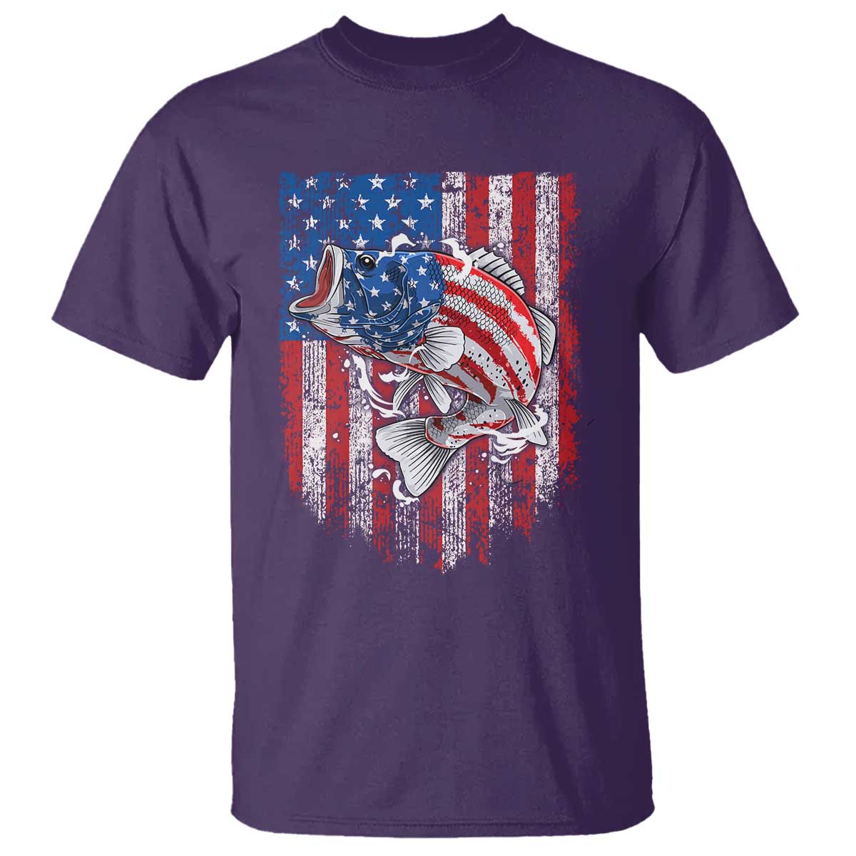 Funny Bass Fish Fishing Vintage American Flag Patriotic T Shirt - Wonder Print Shop