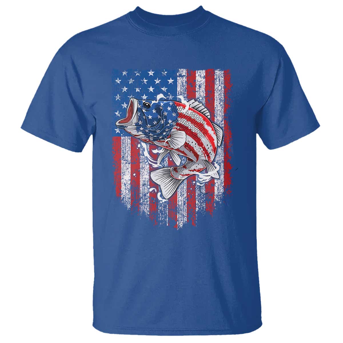 Funny Bass Fish Fishing Vintage American Flag Patriotic T Shirt - Wonder Print Shop